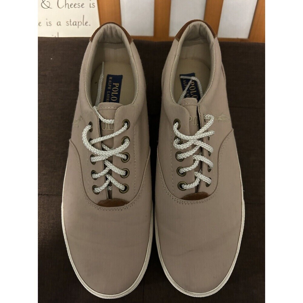 Polo Ralph Lauren Vito 9.5D Tan Lace Up Casual Boat Shoe Sneaker